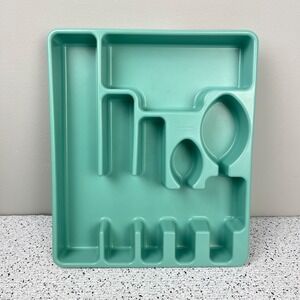 Vintage 90s Rubbermaid Large Cutlery Tray Flatware Drawer Organizer Sage Green